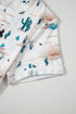 Beige Western Cactus Print Crew Neck Short Sleeve Top